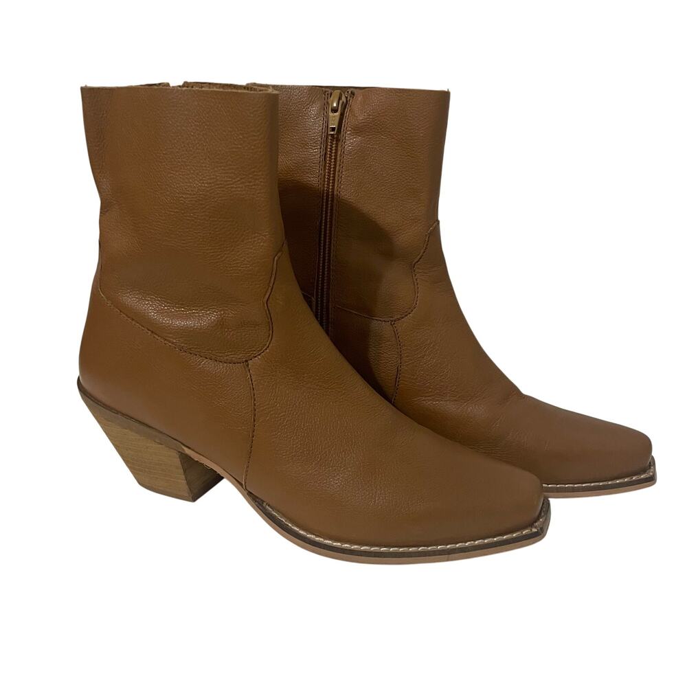 Very Volatile Lariat Cowgirl Boots Western Snip Toe Leather Zip Women's 9.5 Tan
